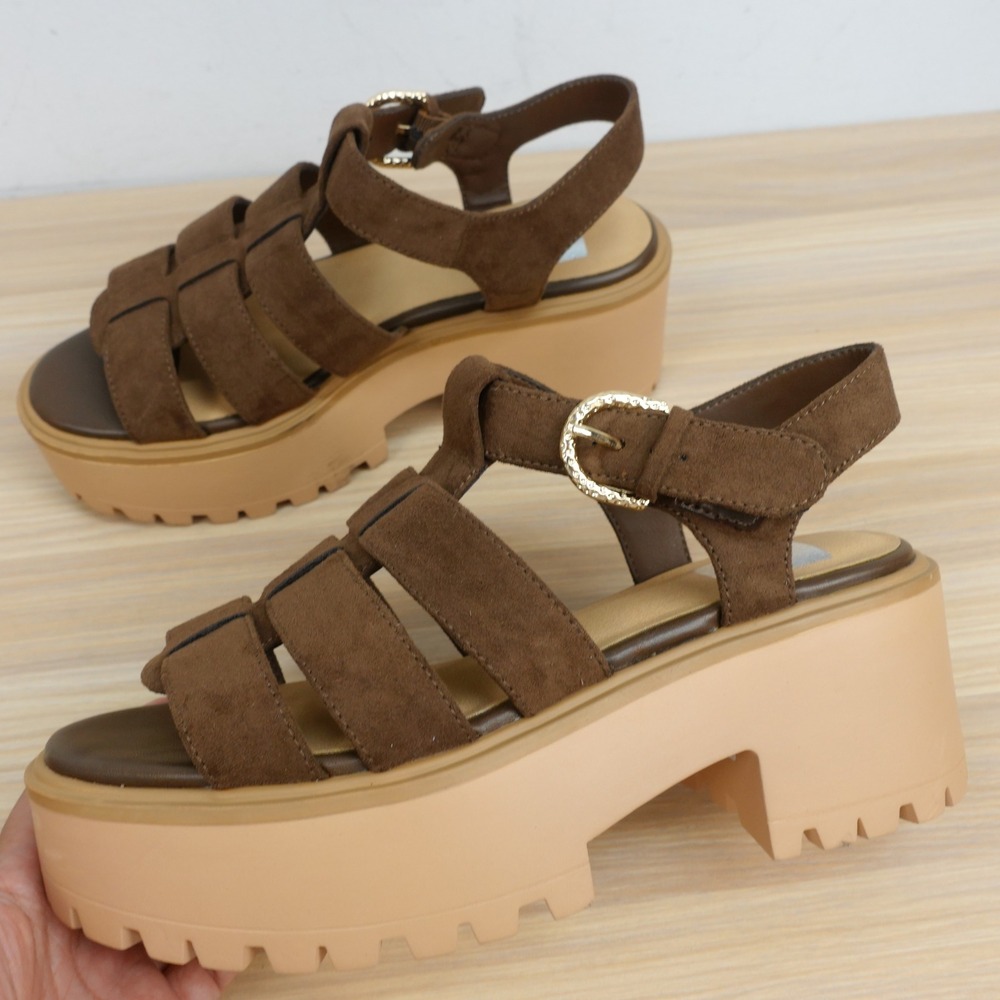 Y2K Boho Fisherman Platform Sandals Womens 6 Brown Chunky Lug Sole DV Dolce Vita